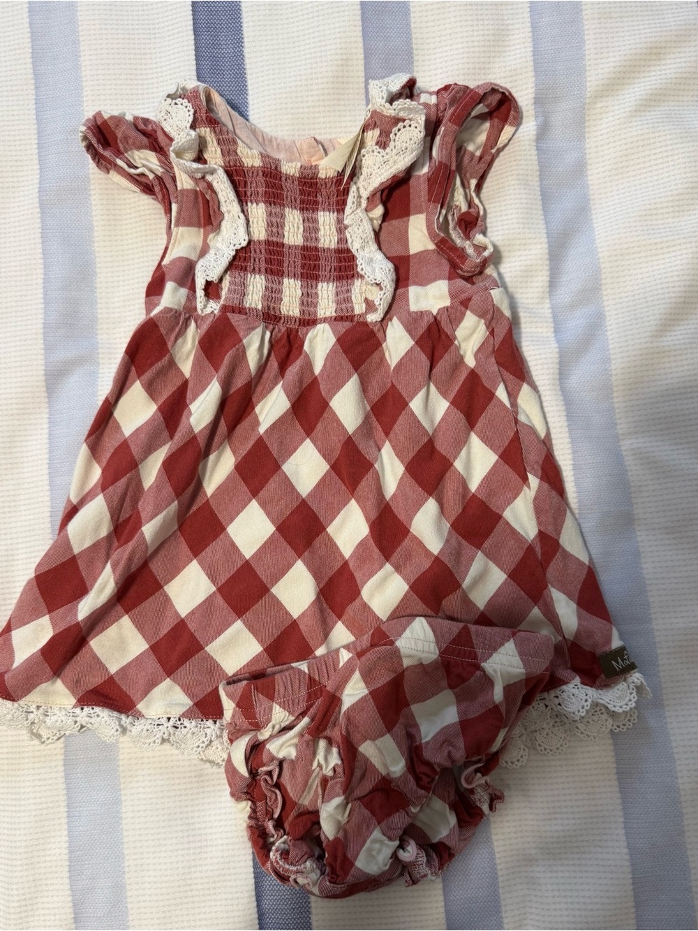 Matilda Jane Red and Cream Gingham Dress Diaper Cover